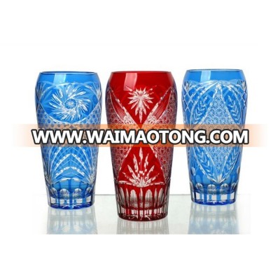 Bohemia crystal glass flower vase high quality blue red vase