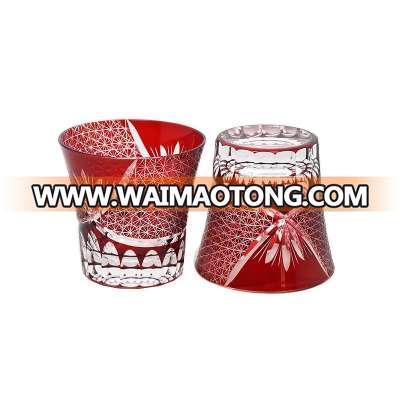 Cased red glass cup water cup whisky cup handmade Bohemia style for gift wedding