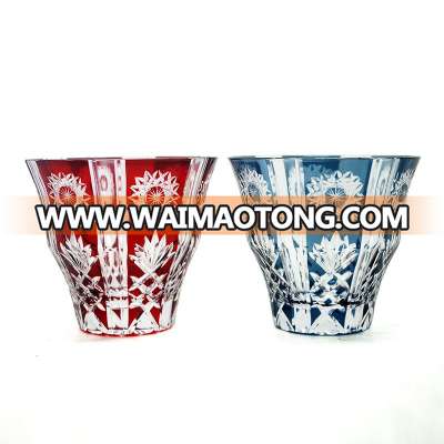 Czech style cut to clear glass cup drinking tumbler Kiriko